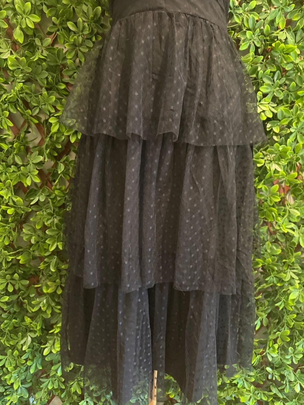 NWT- Sweetheart Style Black Polka Dot Bustier Midi Dress - Picture 6 of 16
